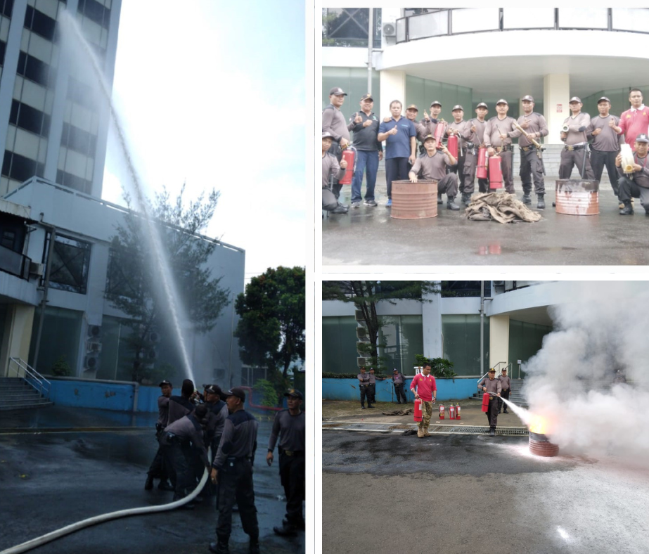 Pelatihan pemadam kebakaran SATPAM UJPK unit kerja IT-PLN